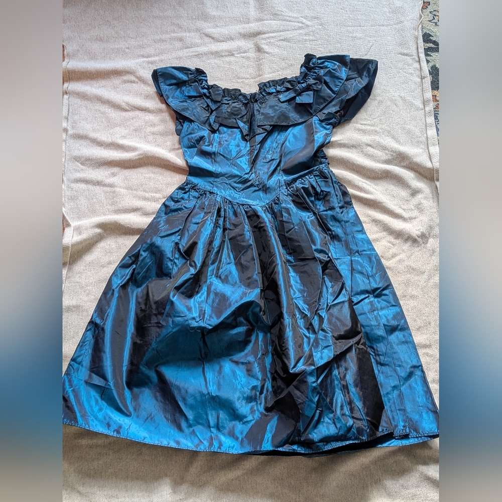 Vintage Jessica McClintock Gunne Sax Blue Taffeta Child Youth 14 Party Dress